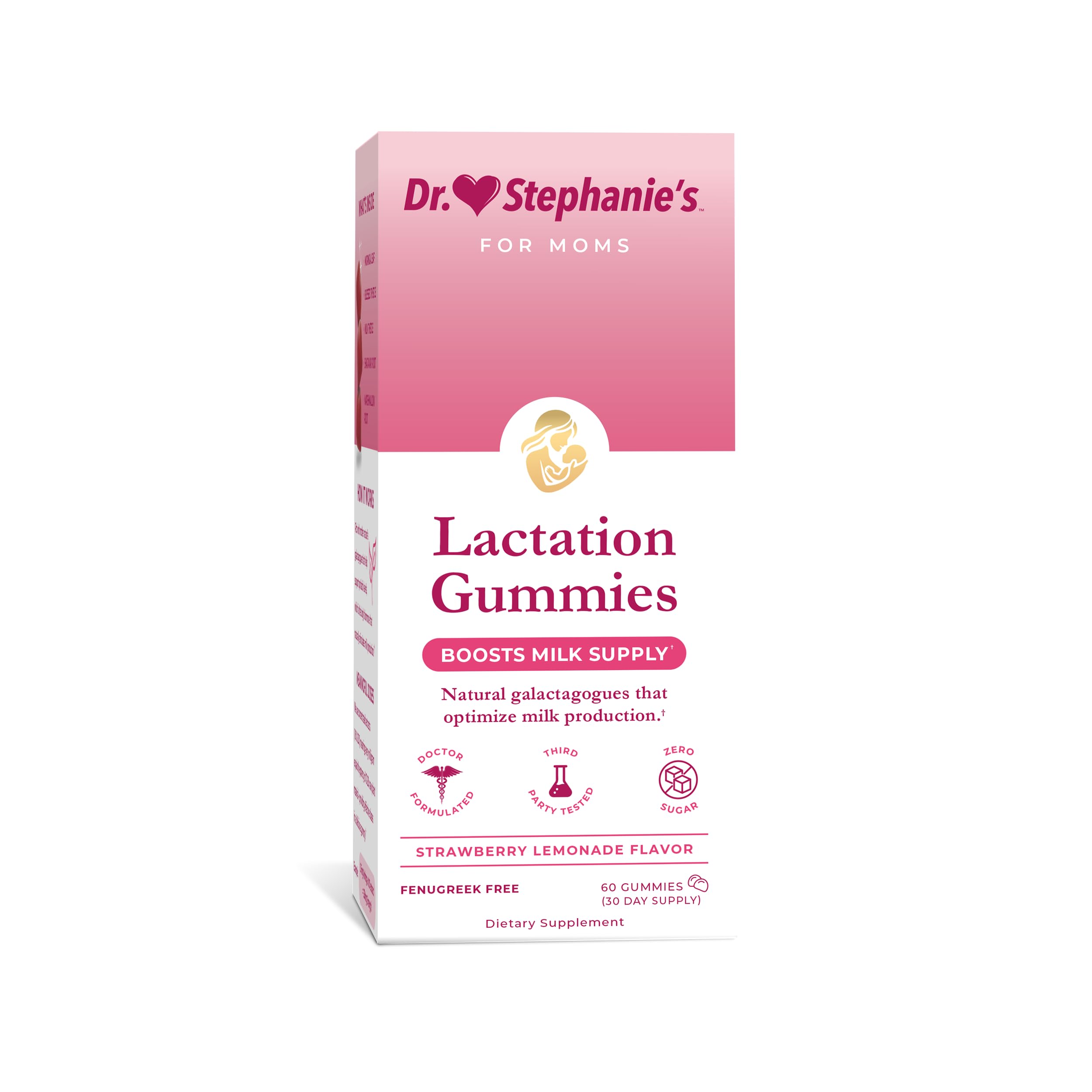 Dr. Stephanie's frasco frontal mostrando gominolas y diseño claro para confianza