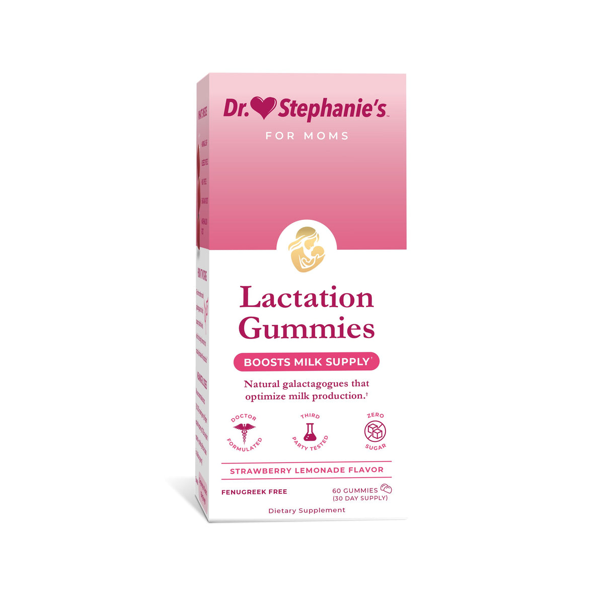 Dr. Stephanie's frasco frontal mostrando gominolas y diseño claro para confianza