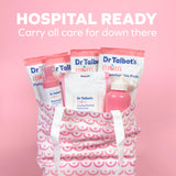 Dr. Talbot's Mom madre usando productos en entorno hospitalario para confort