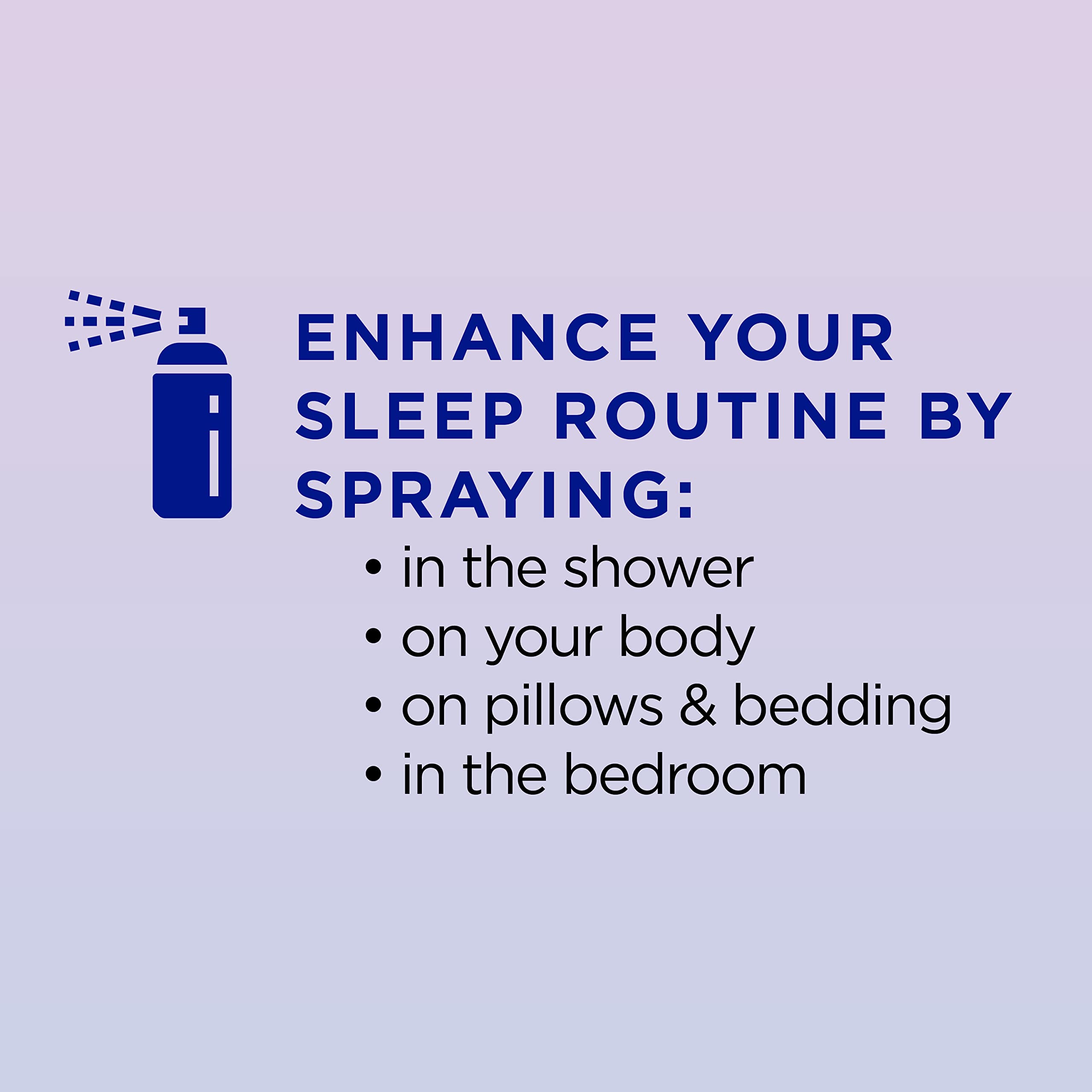 Dr Teal's spray aplicado sobre almohada para un sueño relajante