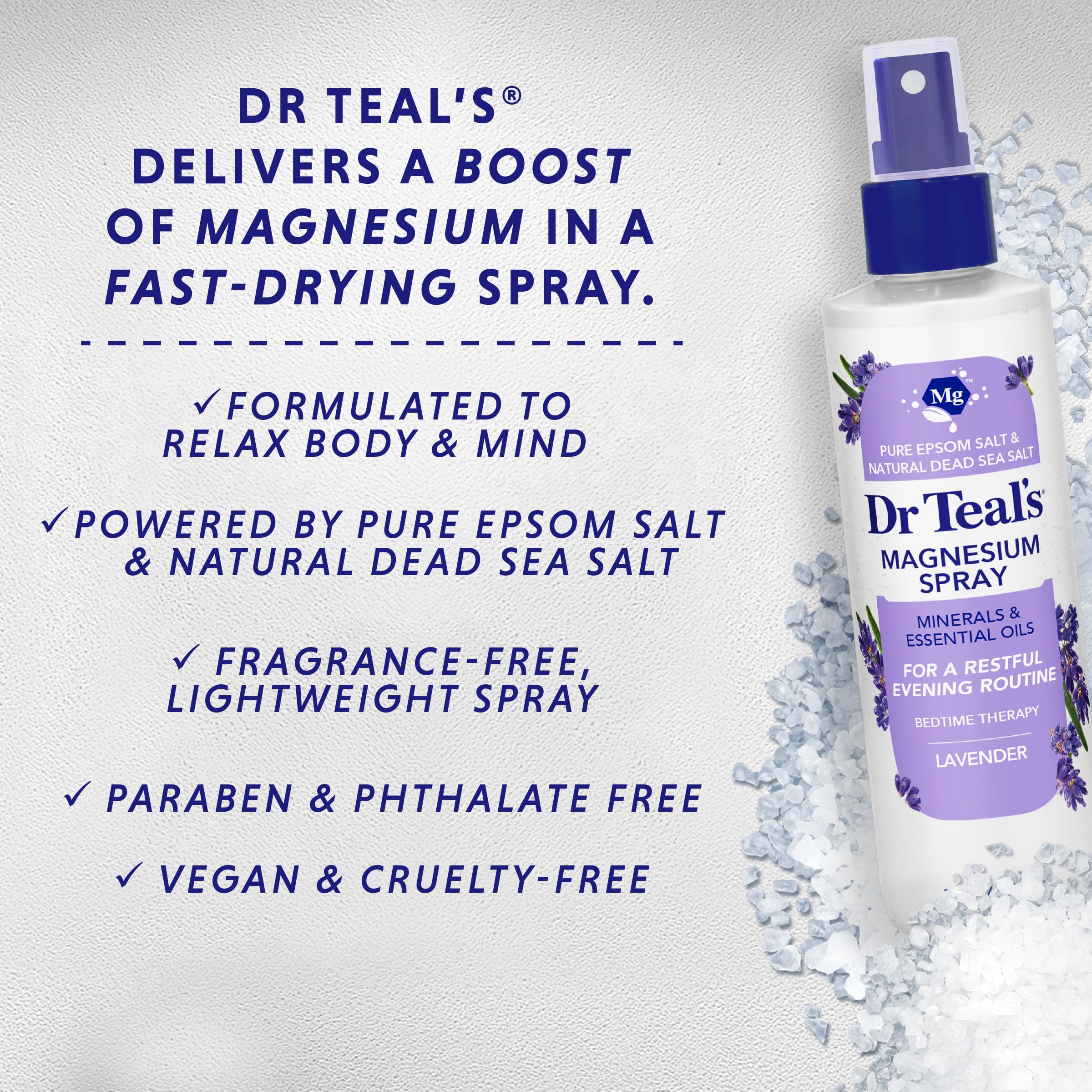 Dr Teal's comparación de tamaño en mano, formato 8 fl oz fácil de llevar