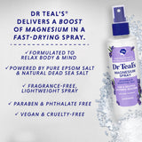Dr Teal's comparación de tamaño en mano, formato 8 fl oz fácil de llevar