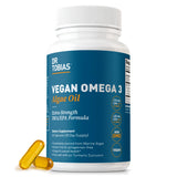 Dr. Tobias envase frontal omega 3 vegano mostrando dosis y sello de calidad