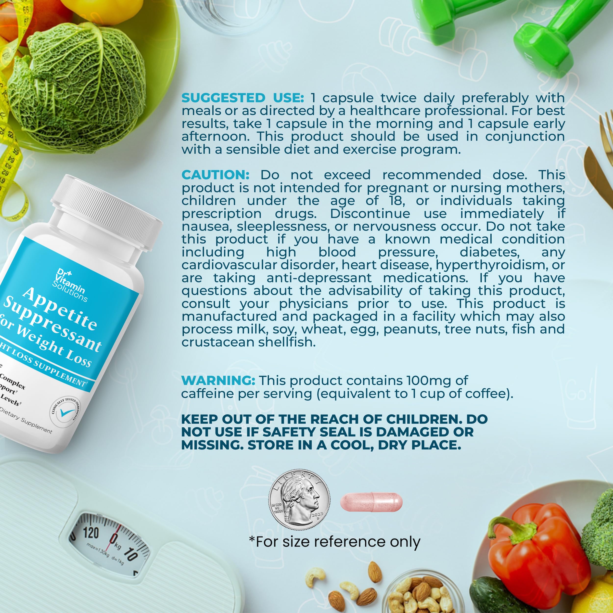 DR VITAMIN SOLUTIONS botella al lado de frutas y agua destacando estilo de vida sano