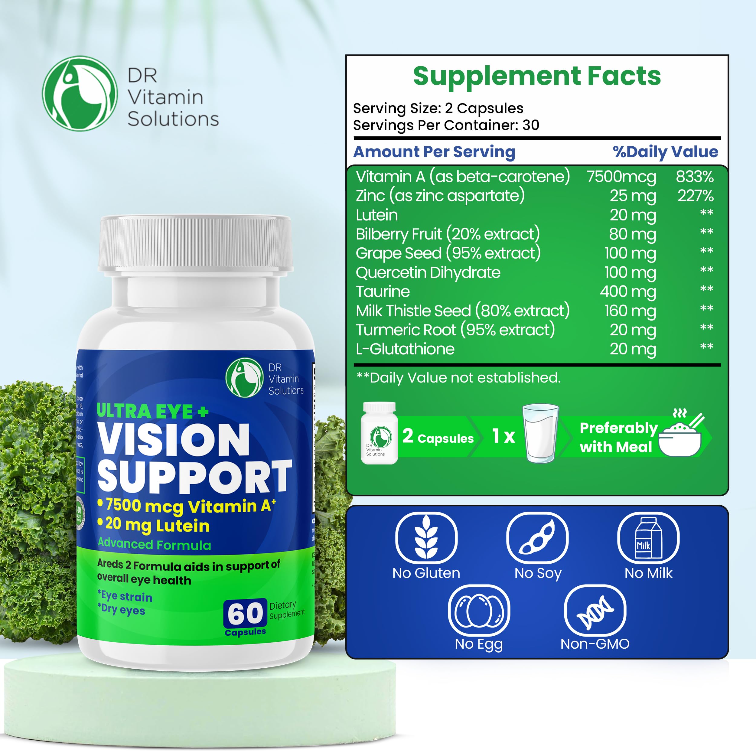 DR VITAMIN SOLUTIONS cápsulas vistas de cerca para administración diaria segura