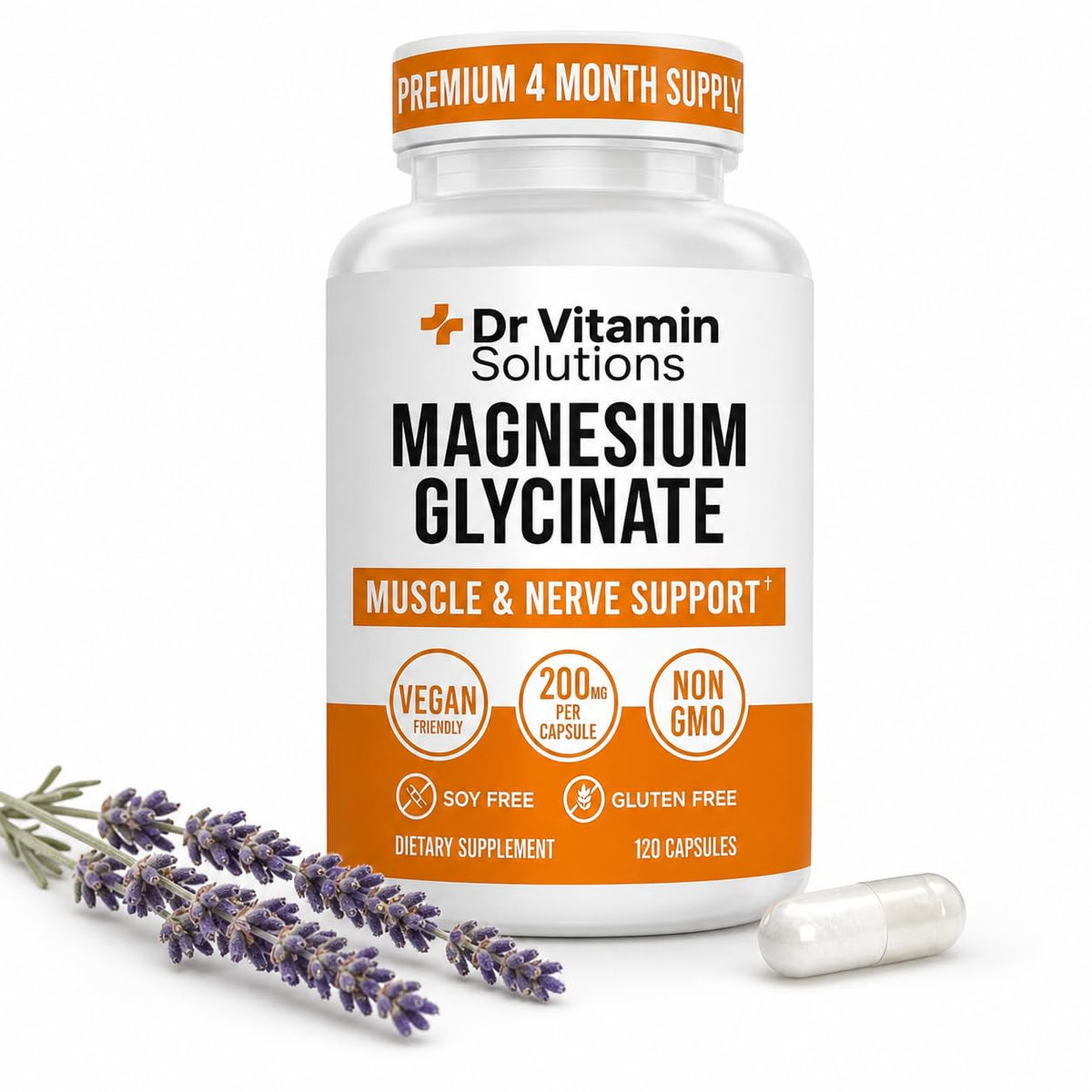 DR VITAMIN SOLUTIONS envase frontal que muestra magnesio glicinato y beneficio de alta absorción