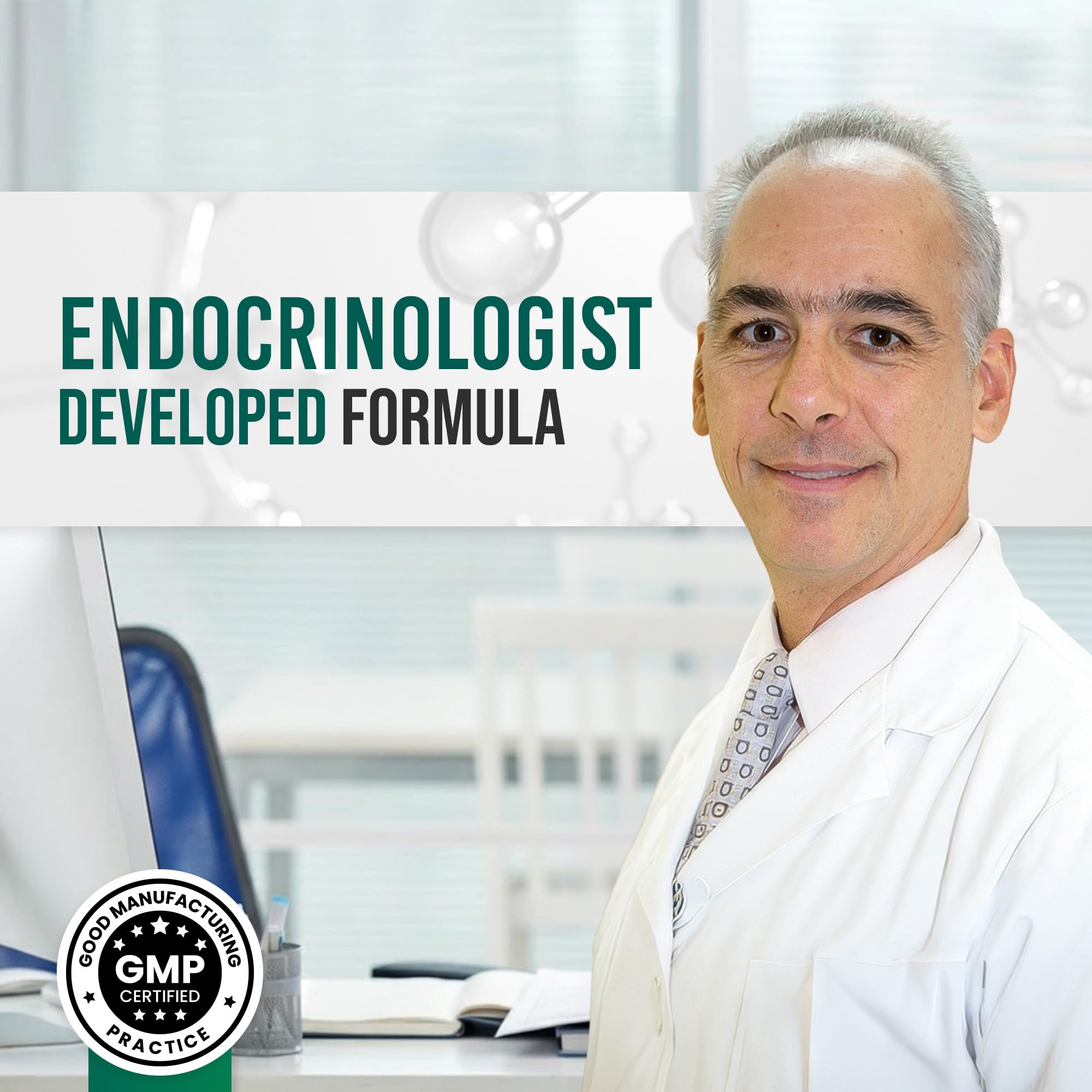 Dr. Zisman ZINERGY frasco junto a un vaso de agua y desayuno, imagen que sugiere integración diaria