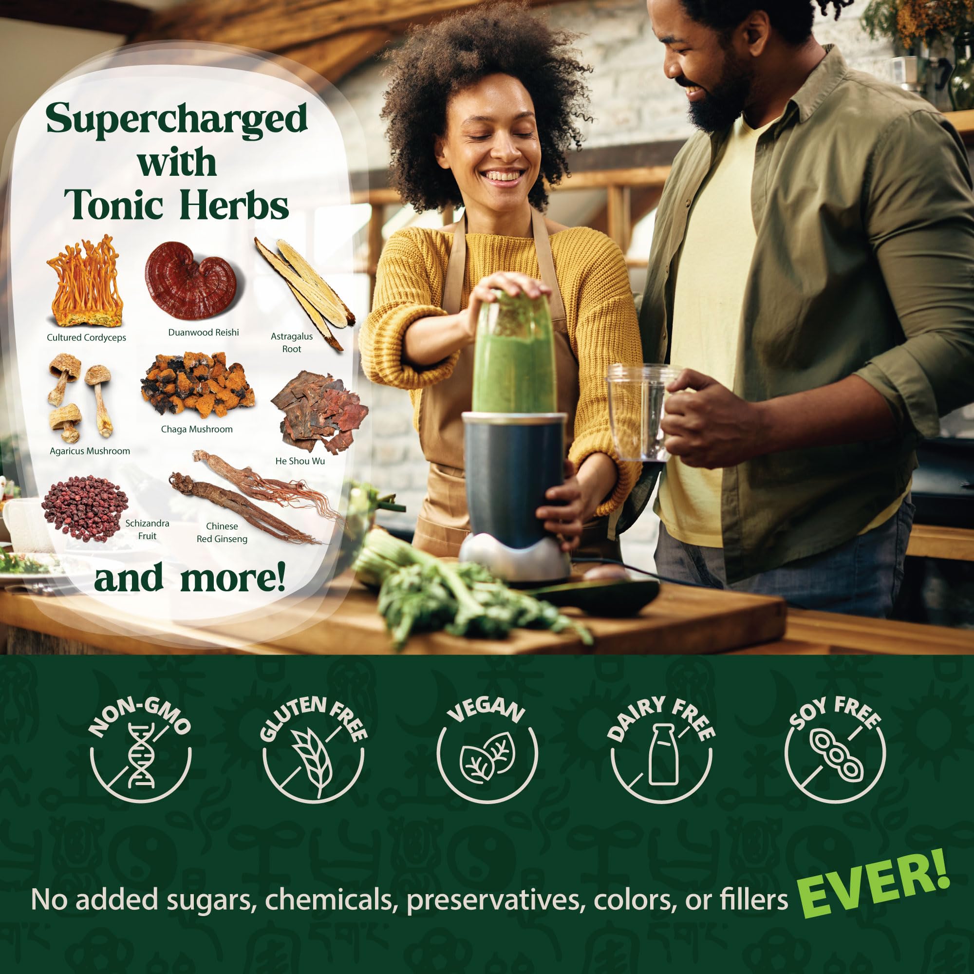Dragon Herbs cucharada medida con polvo, muestra control de porciones