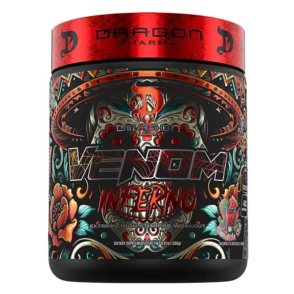 DRAGON PHARMA Venom Inferno frasco frontal mostrando diseño y dosis clara