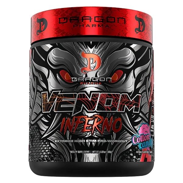 DRAGON PHARMA tarro Venom Inferno frontal mostrando el diseño y servicio