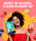 Dralot Nutrition mano sosteniendo sobre para mostrar tamaño portátil