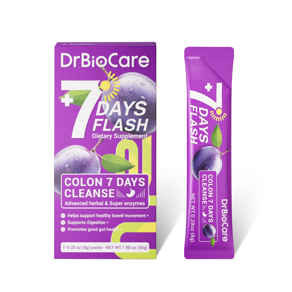 DrBioCare frente del envase mostrando el pack de 7 sobres y facilidad de uso