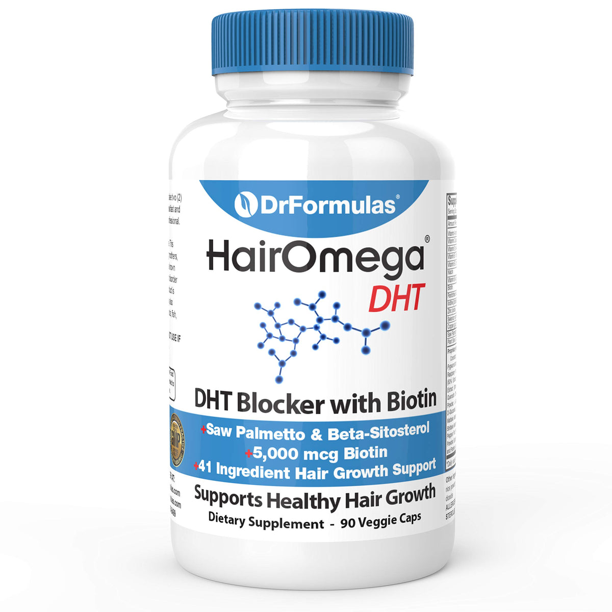 DrFormulas Hairomega frente del empaque mostrando presentación y beneficio nutritivo
