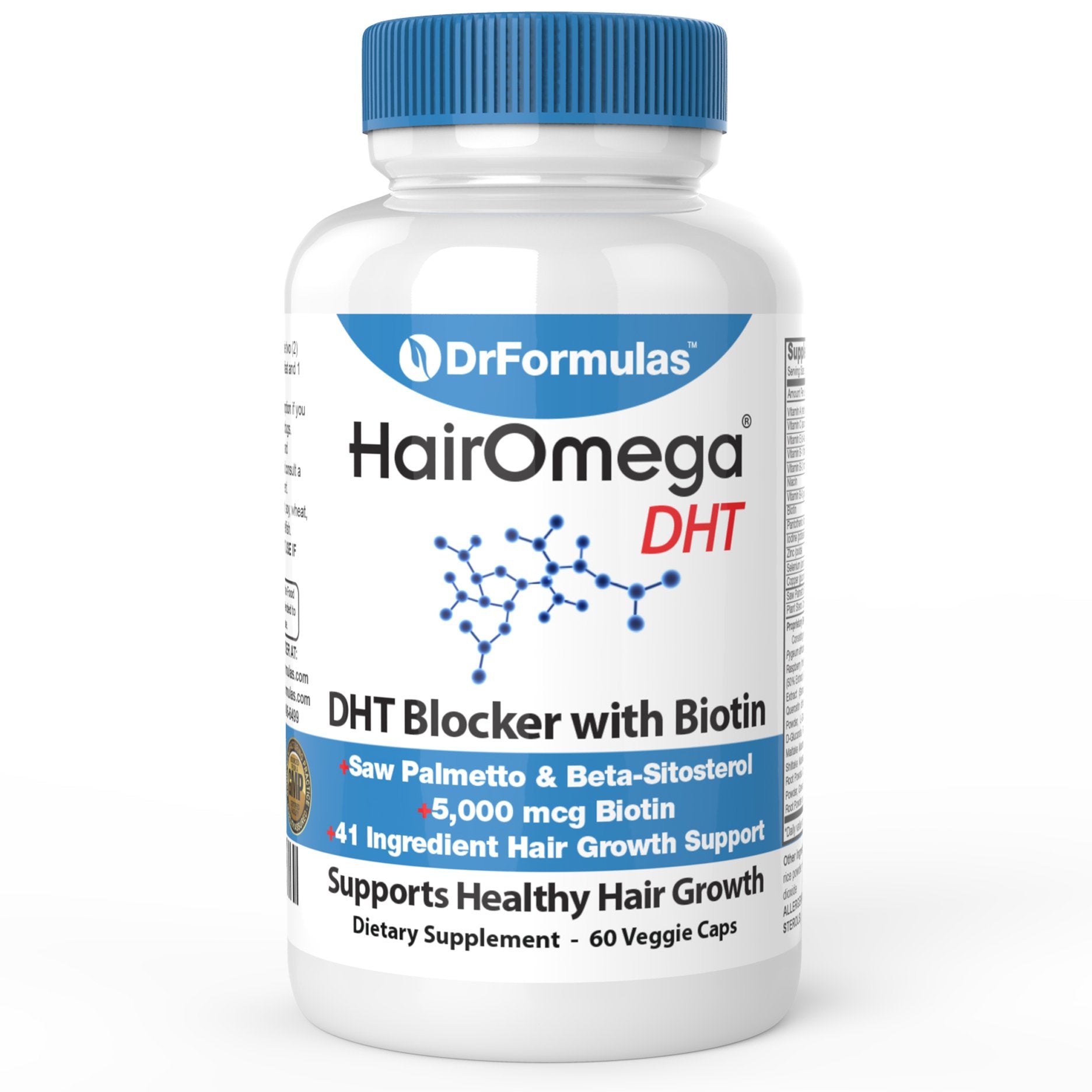 DrFormulas botella frontal mostrando etiqueta y beneficios clave