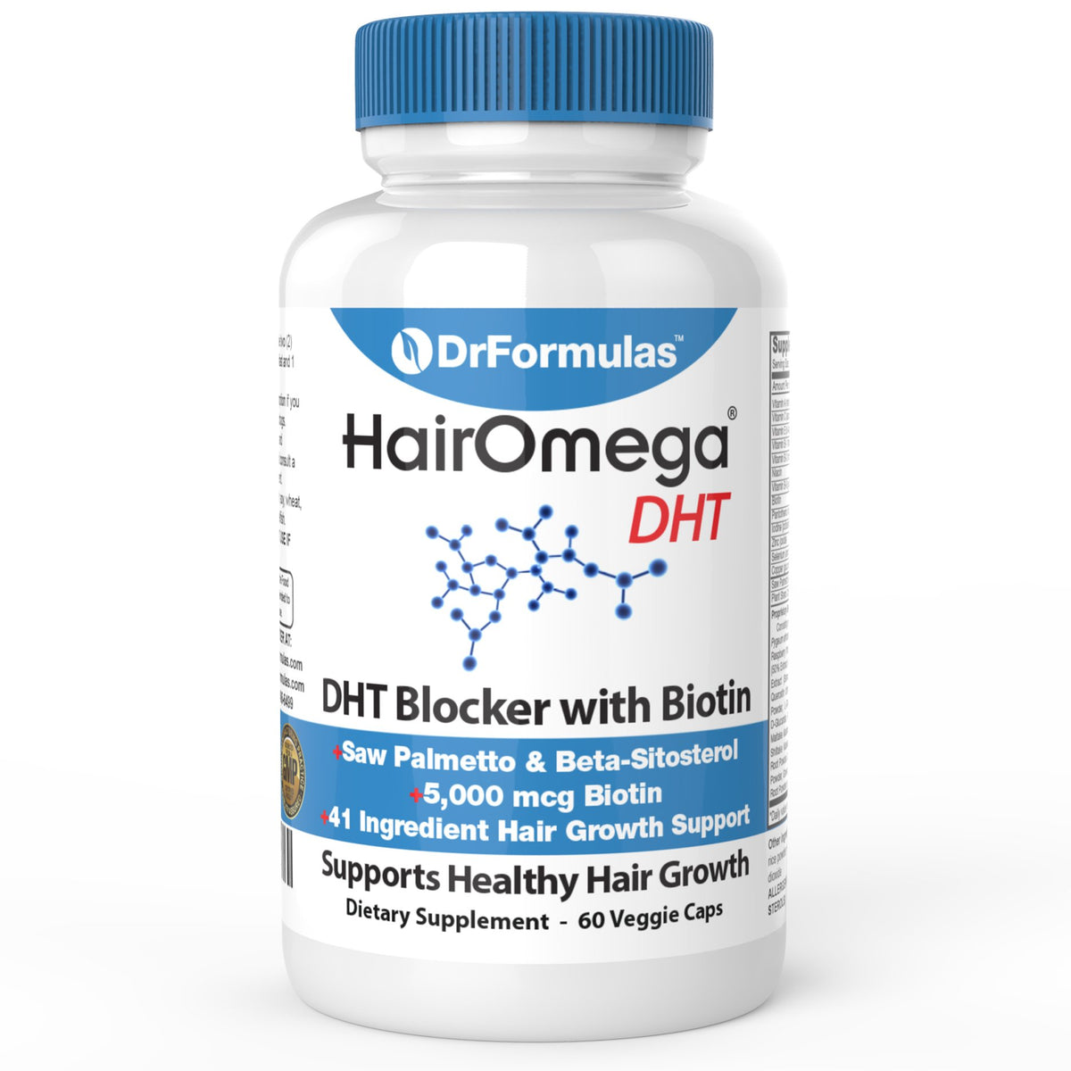 DrFormulas botella frontal mostrando etiqueta y beneficios clave