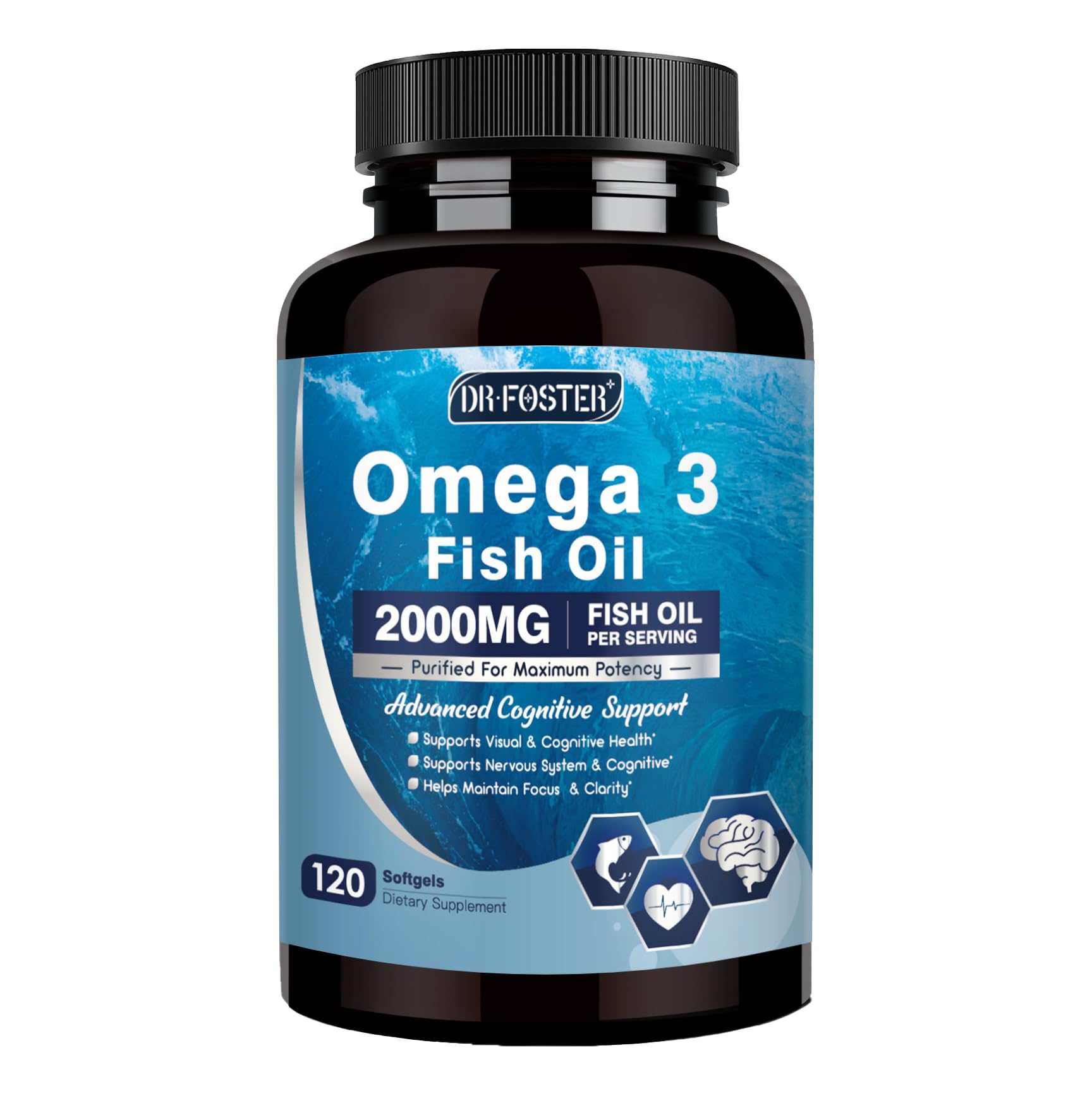DRFOSTER envase frontal de Omega-3 2000mg mostrando el diseño y cantidad