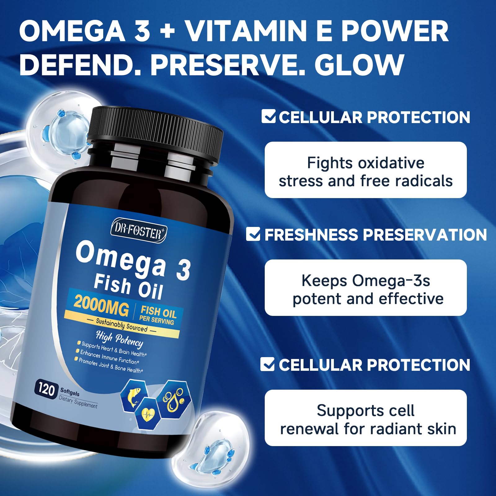 DRFOSTER softgels en mano demostrando tamaño y conveniencia diaria