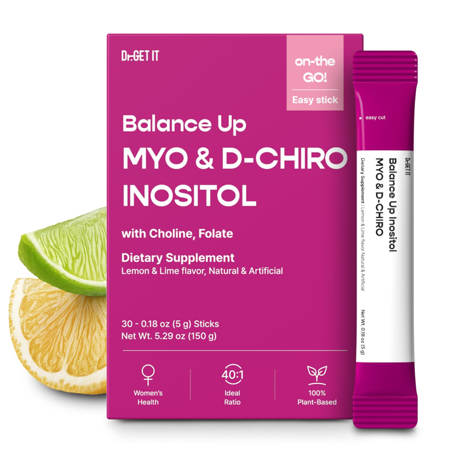 Dr.GET IT caja frontal de sticks limon-lima mostrando 30 servicios y portabilidad