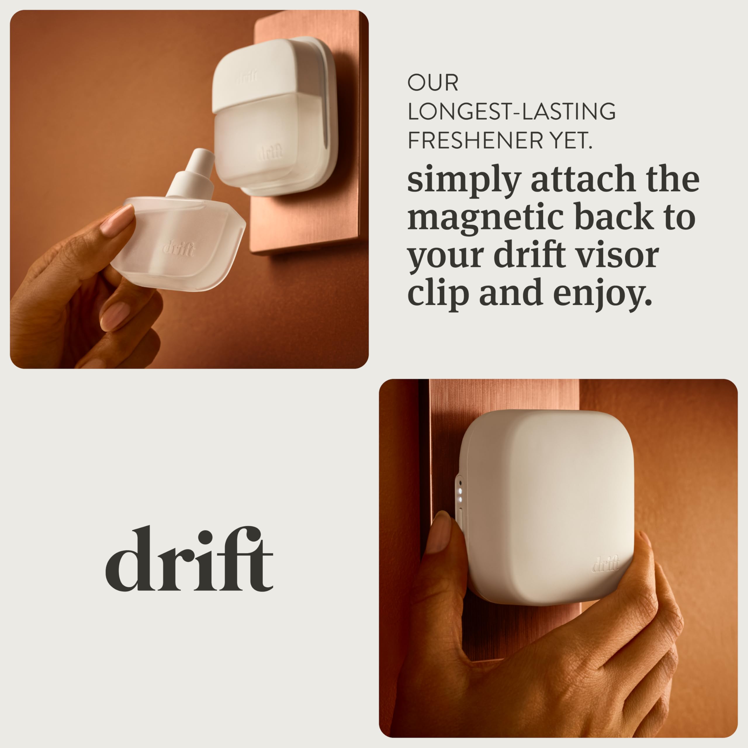drift difusor junto a mano para comparar tamaño y facilitar instalación