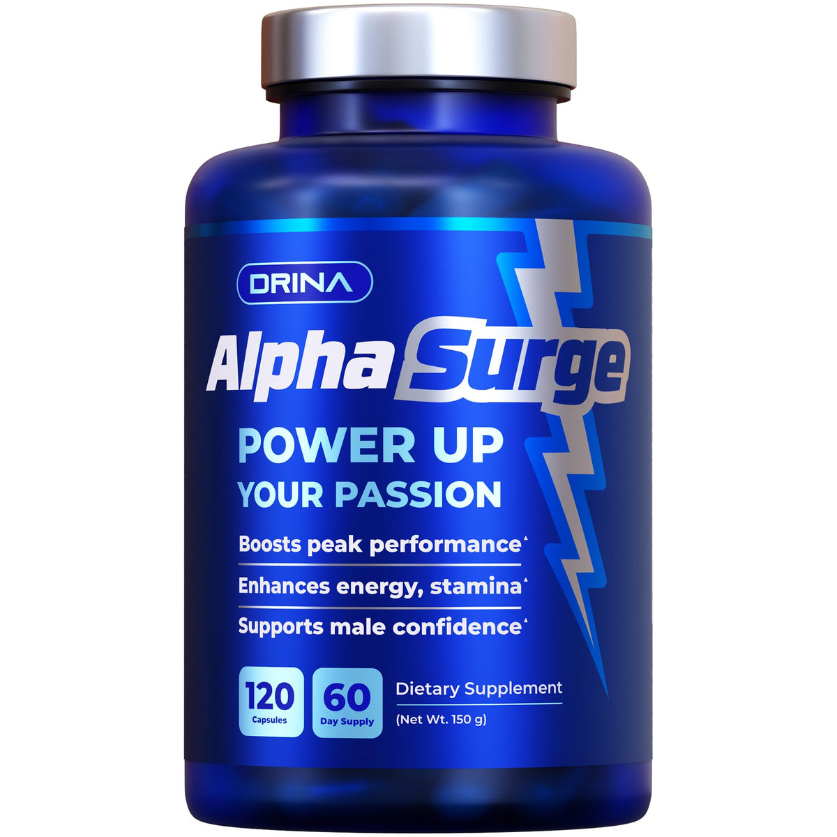 DRINA AlphaSurge frontal del envase mostrando el nombre y beneficio