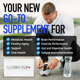DRINK HRW etiqueta nutricional Harmony+ con ingredientes y dosis visibles