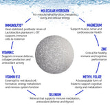 DRINK HRW primer plano del polvo y textura de la tableta disolviéndose