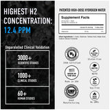 DRINK HRW tableta efervescente en vaso produciendo agua rica en hidrógeno