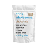 drink wholesome frente del envase chocolate, muestra claridad y confianza