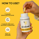 drinkwel ingredientes sobre mesa ilustrando vitaminas y extractos botánicos