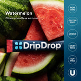 DripDrop etiqueta de ingredientes resaltando fórmula no-GMO y apta para dietas
