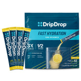 DripDrop frente del empaque limón con información visible y portabilidad