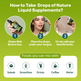 Drops Of Nature comparación de tamaño 60 ml junto a una mano para referencia
