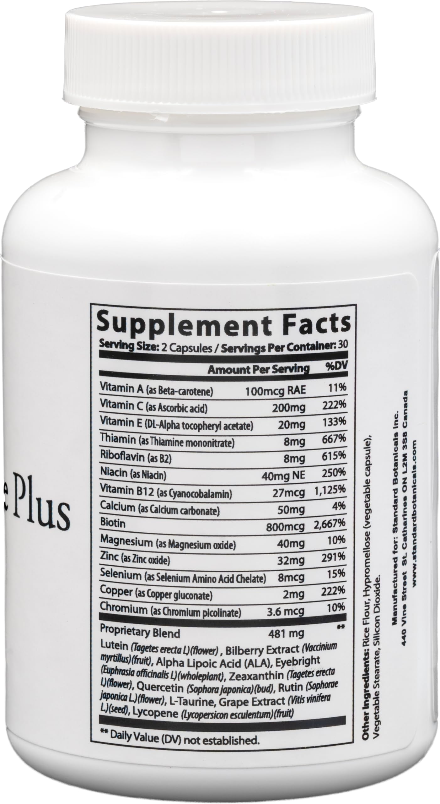 Dr's Nature & Nutrition caja y etiqueta con lista de ingredientes visible