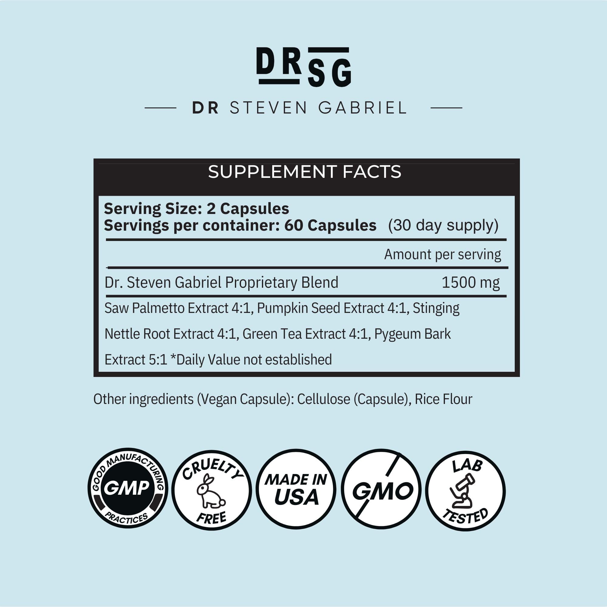 DrSG cápsulas en la mano mostrando tamaño y dosis práctica