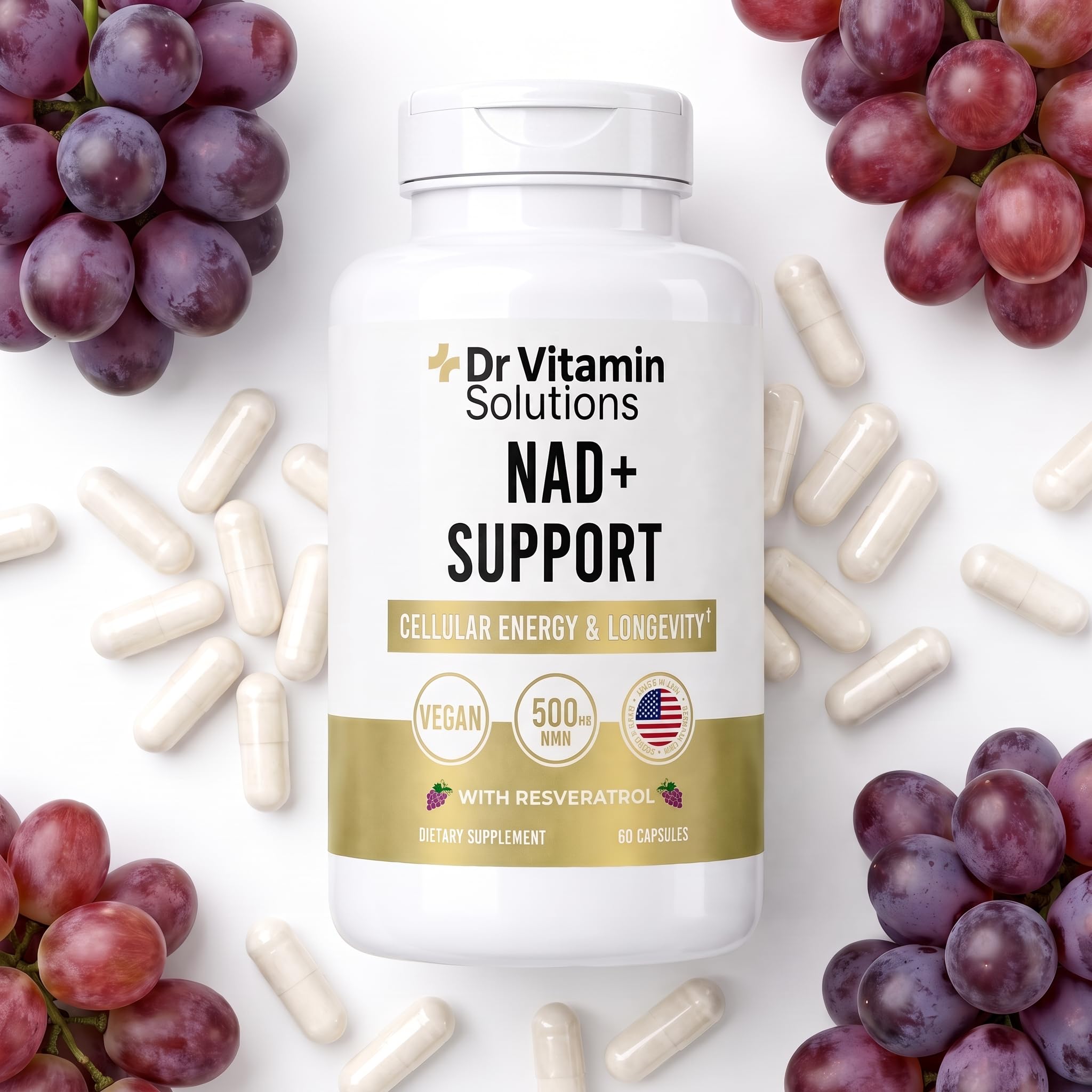 DR VITAMIN SOLUTIONS frasco frontal mostrando la etiqueta clara