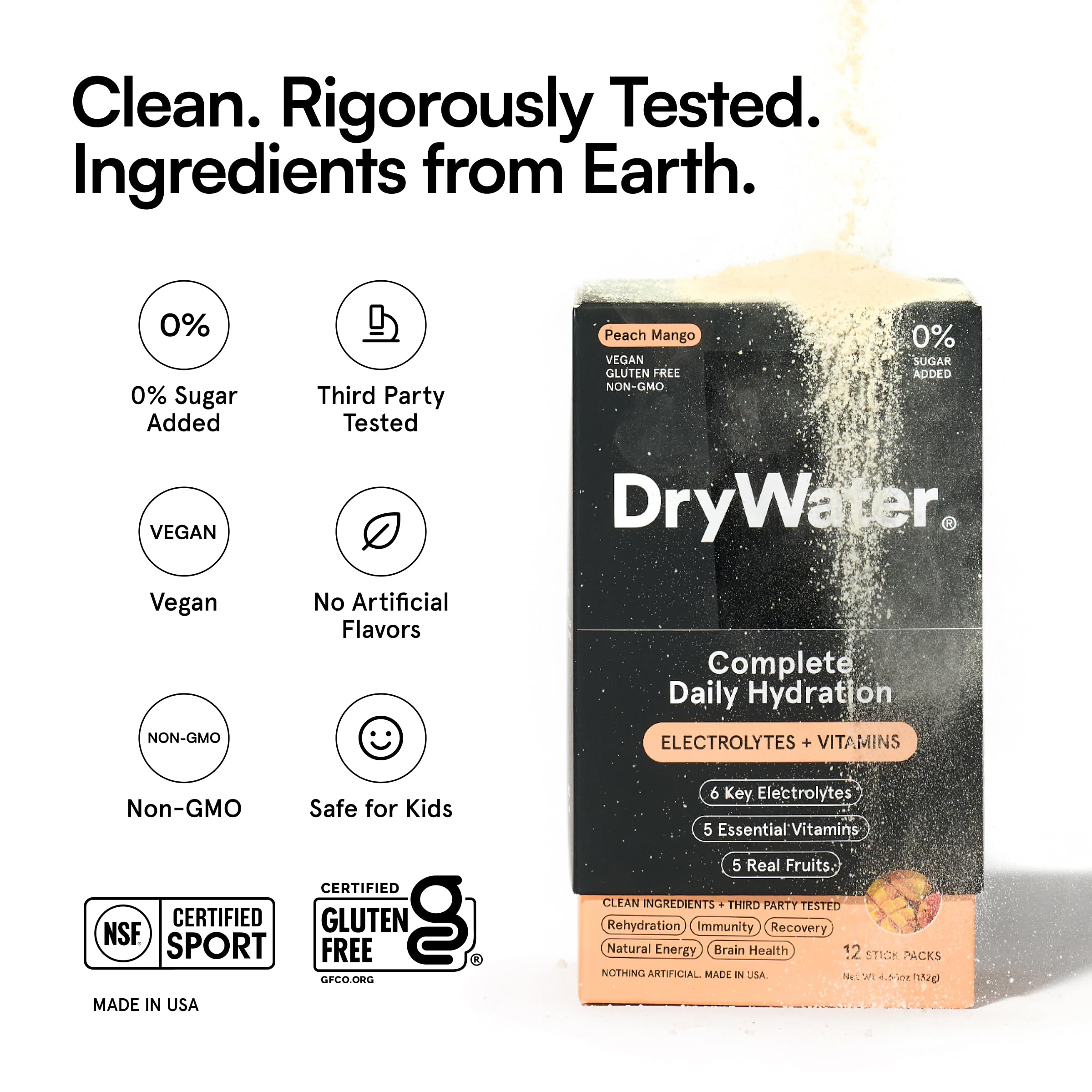 DryWater mezcla en vaso lista para beber y mejorar hidratación