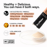 DryWater etiqueta nutricional enfocada en 1000 mg potasio y vitaminas