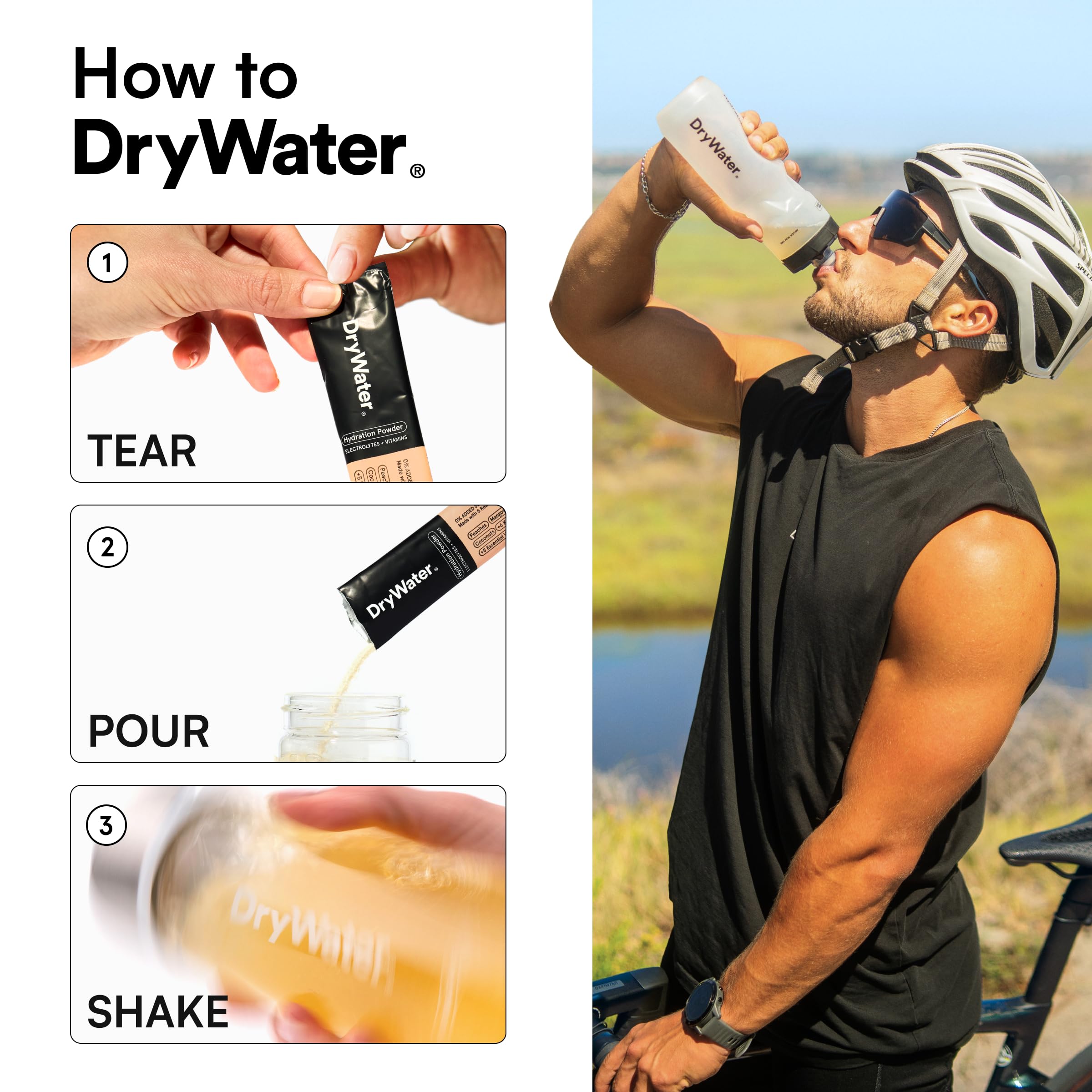 DryWater frutas reales (durazno y mango) que aportan sabor natural