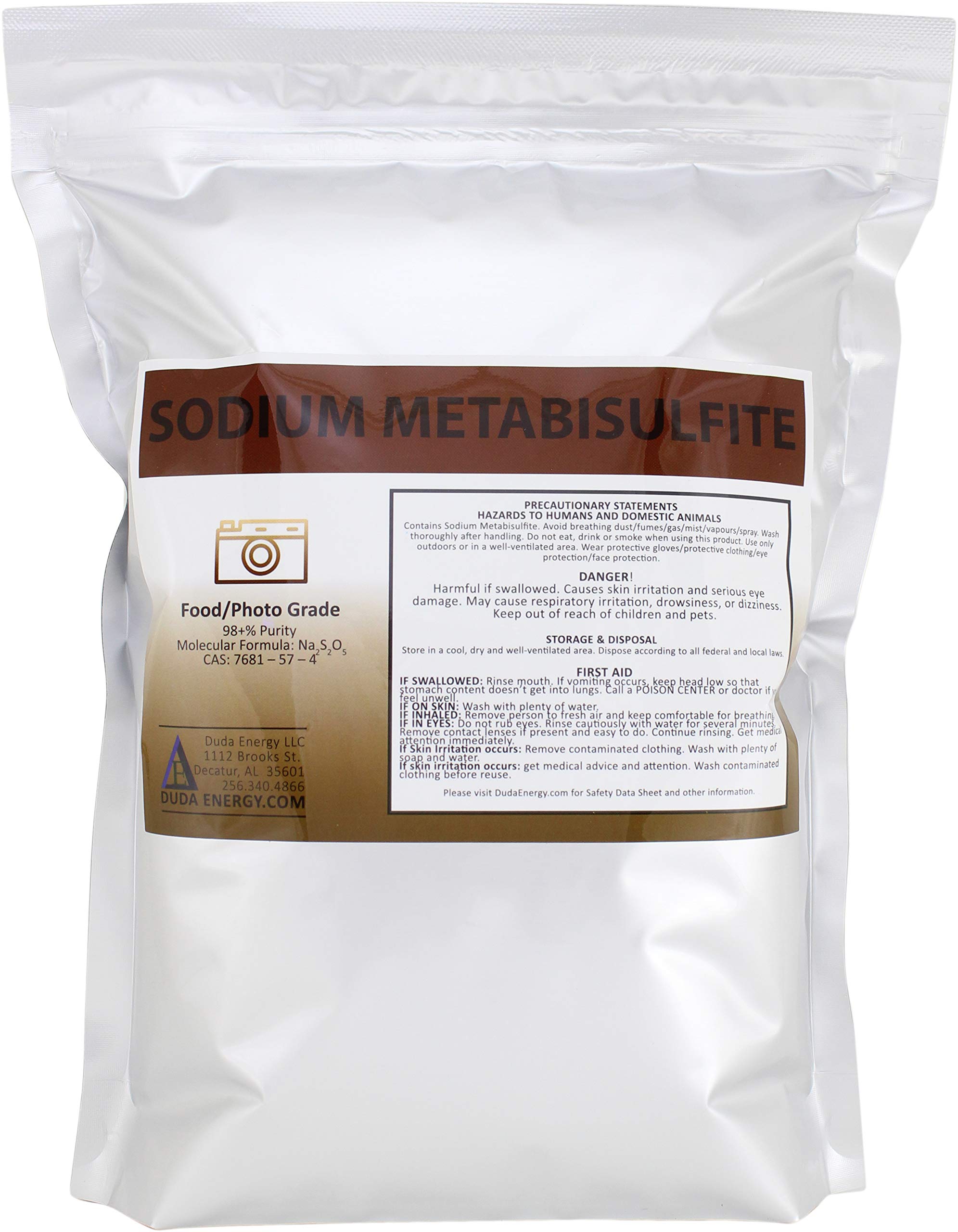 Duda Energy bolsa frontal 5 lb metabisulfito de sodio, protección y pureza