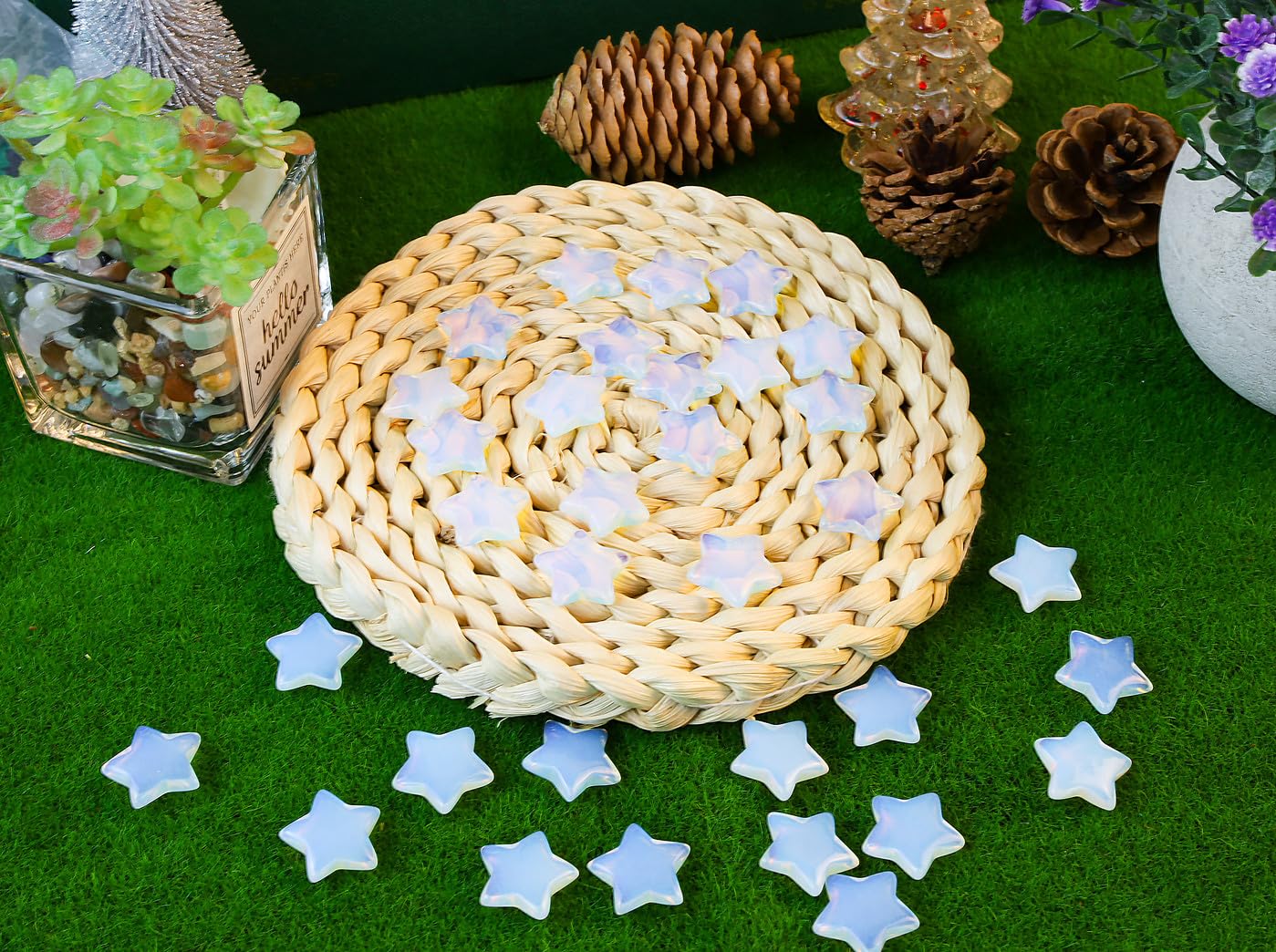 DUQGUHO estrellas opalite en frasco de vidrio, efecto decorativo luminoso
