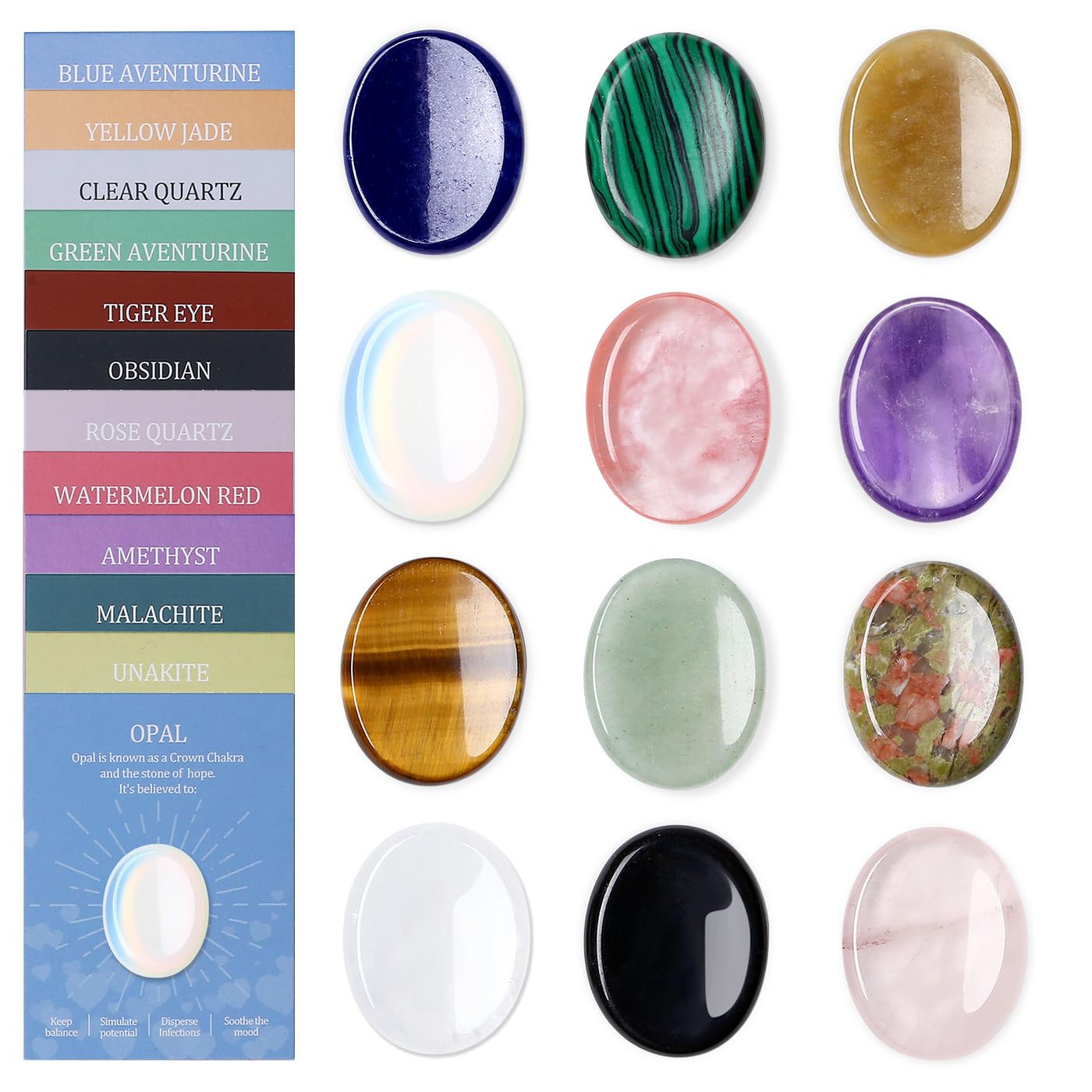 DUQGUHO estuche frontal con 12 worry stones, ideal como regalo relajante