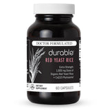 Durable envase frontal del suplemento red yeast rice mostrando diseño y dosis