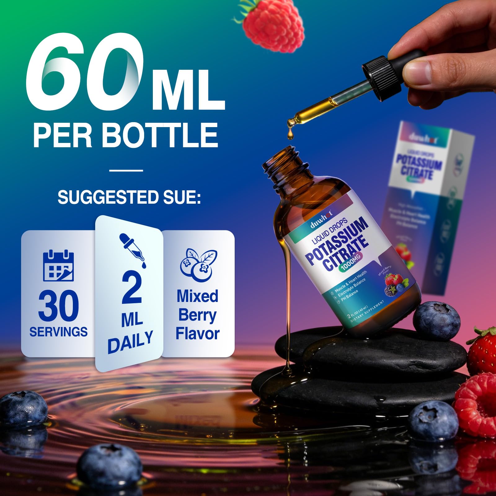 duwhot botella en mano para mostrar tamaño portable