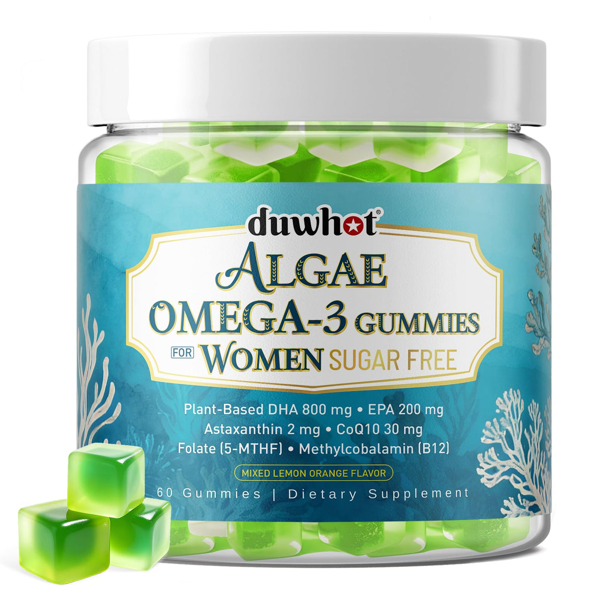 duwhot envase frontal mostrando 60 gomitas y beneficios visibles