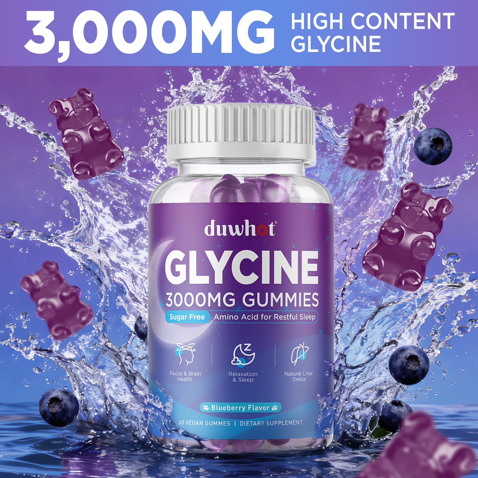 duwhot gominolas junto a regla indicando la dosis de 2 gominolas = 3000 mg