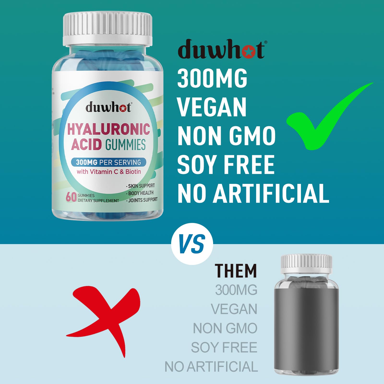 duwhot ingredientes vitamina C y biotina representados, refuerzo nutritivo