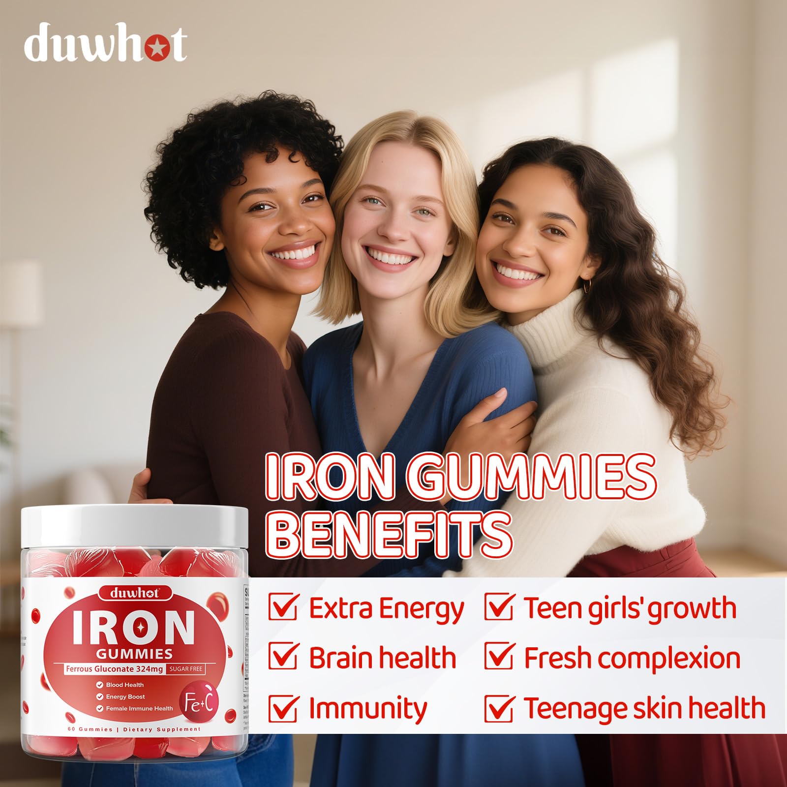 duwhot gomitas sobre fondo natural resaltando ingredientes veganos y sin azúcar