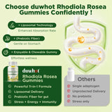 duwhot Rhodiola y ashwagandha ilustradas, reflejando origen vegetal