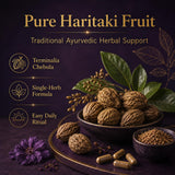 Dvloge polvo de Haritaki en primer plano que muestra pureza vegetal