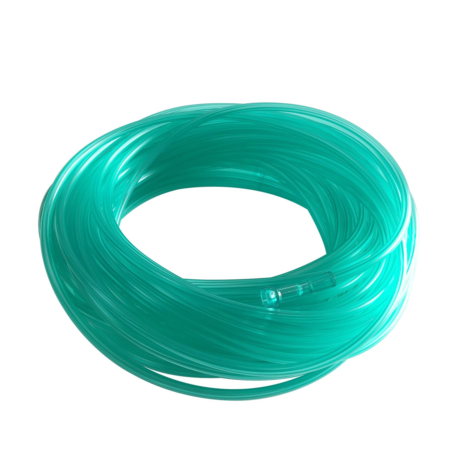 DWCHECK tubo de oxígeno frontal mostrando longitud y color verde beneficioso